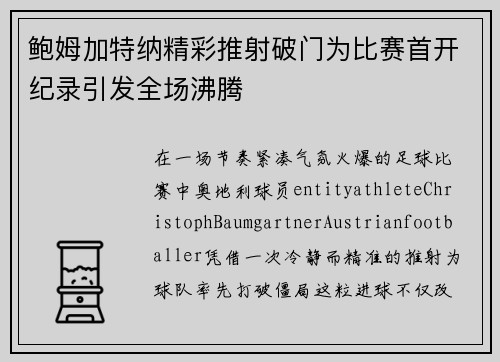 鲍姆加特纳精彩推射破门为比赛首开纪录引发全场沸腾 鲍姆加特纳精彩推射破门为比赛首开纪录引发全场沸腾